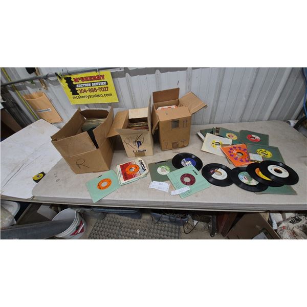 Vintage 45 RPM Records and Sleeves, 3x Cardboard Boxes of Records