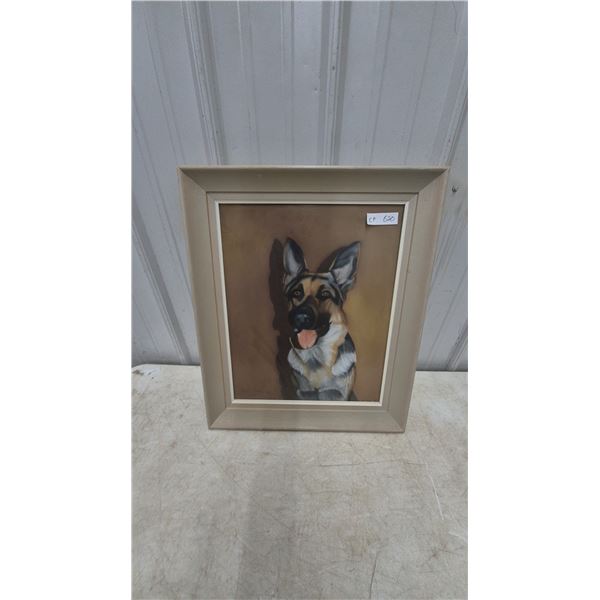 Framed Pastel Painting of a German Shepherd, Signed “Dot Dalzell 1978,” 20”×24”