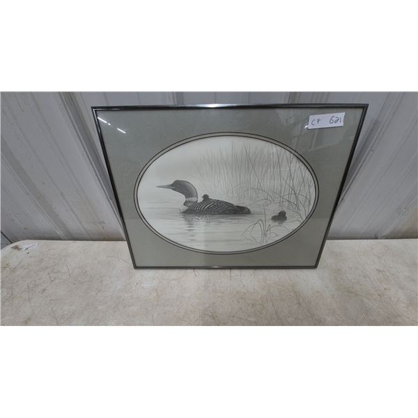 Roy Lidini "Common Loon" Print, 119/200, Signed and Dated '01, Framed and Glazed. 16”×21”