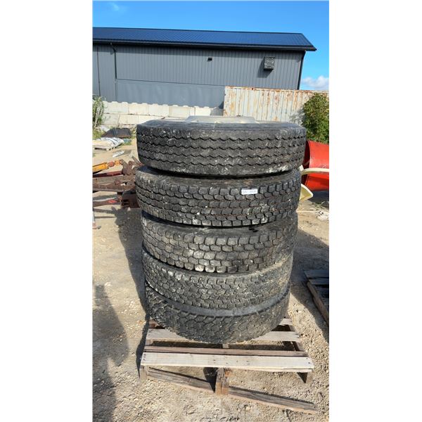 5 24.5” Aluminum Semi Rims with Tires