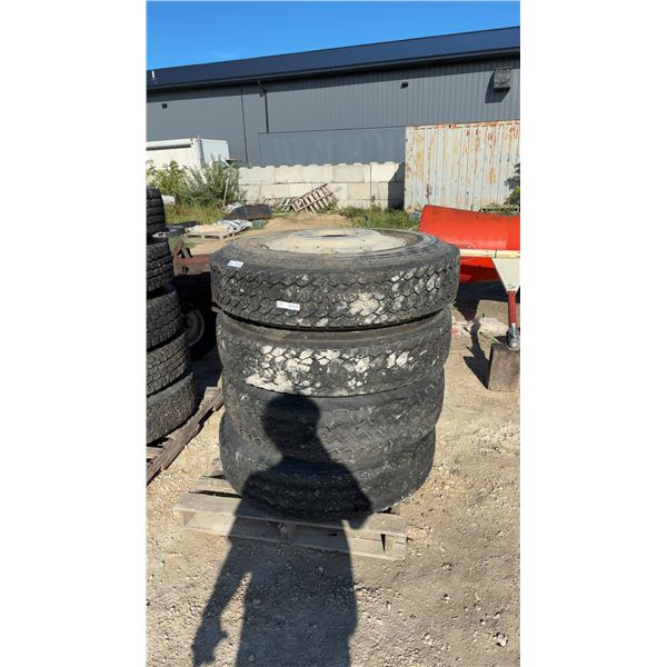 4 24.5” Aluminum Semi Truck Rims with Tires