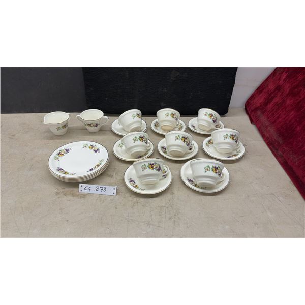 Vintage Porcelain Pansy Floral Tea Set with Gold Trim, 23 Pieces