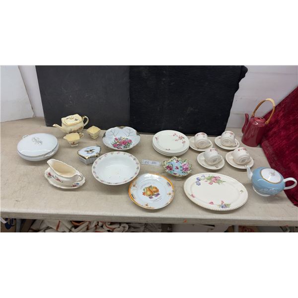 Royal Winton Grimwades Cornish Scenes Polperro Teapot, Creamer, Sugar, 12 Piece Ridgway China