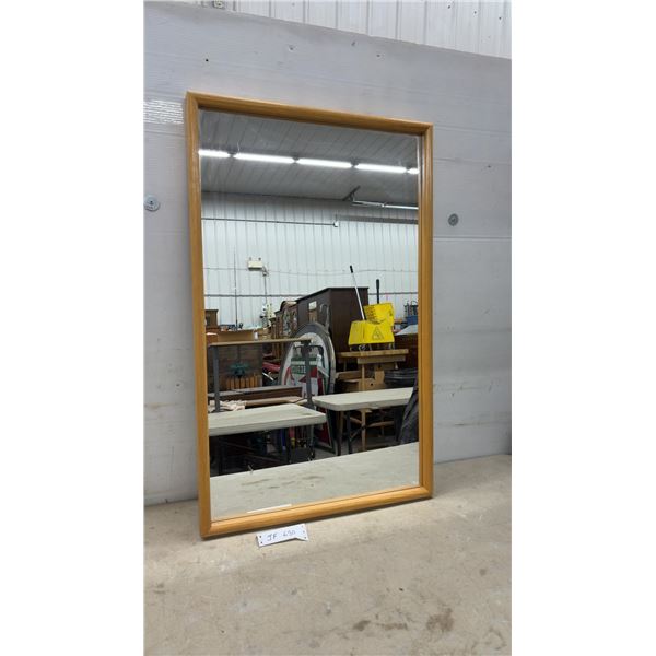 Rectangular Wall Mirror With Light Wood Frame, 37 × 23”