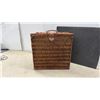 Image 6 : Wicker Picnic Basket Set with Plate, Wine Glasses, Cutlery, Blanket, Cheese Board