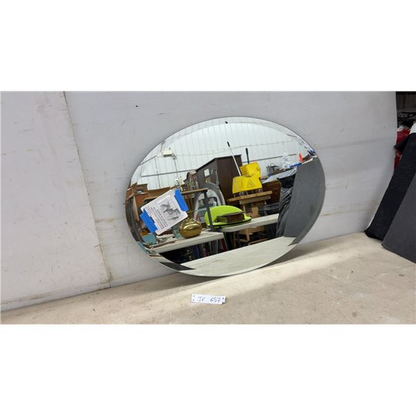 Oval Frameless Beveled Wall Mirror with Heavy Duty Mounting Clips, 30 × 22”