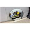 Image 1 : Oval Frameless Beveled Wall Mirror with Heavy Duty Mounting Clips, 30 × 22”