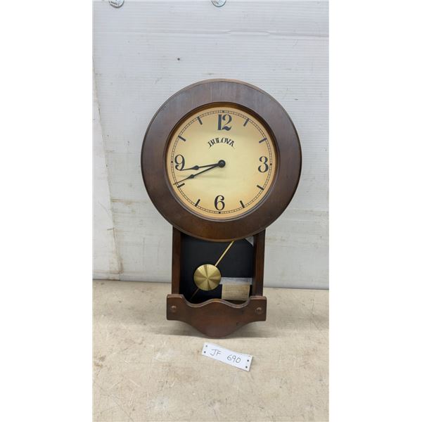 Bulova P714 Quartz Pendulum Wall Clock with Wooden Schoolhouse-Style Case, 23 × 14”