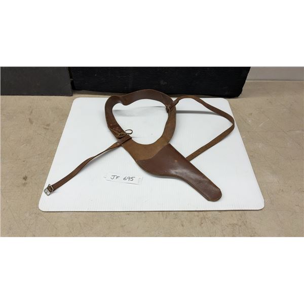 Vintage Brown Leather Shoulder Holster for Semi-Automatic Pistol