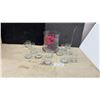 Image 1 : Glass Punch Bowl Set with Ladle, 12 Demitasse Cups and Artificial Grapes