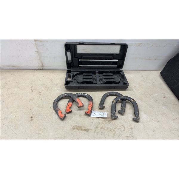 Metal Horseshoes Game Set with 4 Horseshoes, 2 Stakes, and Carrying Case