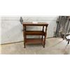 Image 1 : Traditional Three-Tier Wooden Side Table with Magazine Rack and Turned Legs, 24 × 24 × 13”