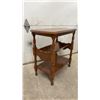 Image 2 : Traditional Three-Tier Wooden Side Table with Magazine Rack and Turned Legs, 24 × 24 × 13”