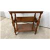 Image 3 : Traditional Three-Tier Wooden Side Table with Magazine Rack and Turned Legs, 24 × 24 × 13”