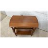 Image 5 : Traditional Three-Tier Wooden Side Table with Magazine Rack and Turned Legs, 24 × 24 × 13”