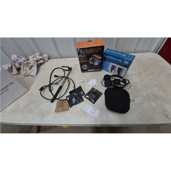 Conair Even Cut Hair Trimmer, SoundSource 1100 Series Speakers, Jabra Headphones