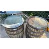 Image 2 : 2 Wooden Barrel Tables with Glass Tops