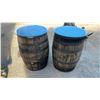 Image 4 : 2 Wooden Barrel Tables with Glass Tops