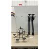 Image 1 : Wrought Iron 7-Light Hanging Candelabra and Pair of Scroll Wall Candle Sconces