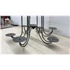 Image 3 : Wrought Iron 7-Light Hanging Candelabra and Pair of Scroll Wall Candle Sconces