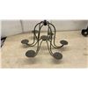 Image 4 : Wrought Iron 7-Light Hanging Candelabra and Pair of Scroll Wall Candle Sconces