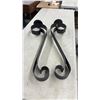 Image 6 : Wrought Iron 7-Light Hanging Candelabra and Pair of Scroll Wall Candle Sconces