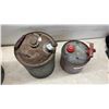 Image 6 : Vintage Galvanized Gasoline Fuel Cans With Wooden Grip Handles, Set of Four