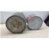 Image 7 : Vintage Galvanized Gasoline Fuel Cans With Wooden Grip Handles, Set of Four