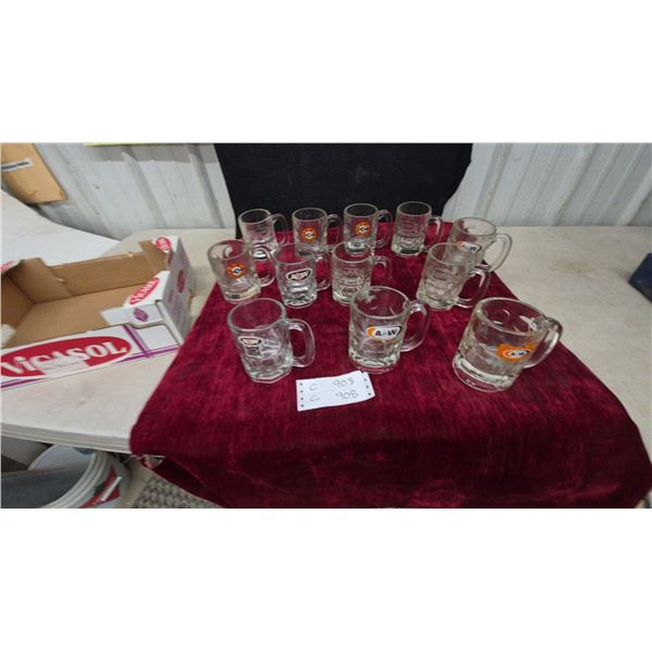 A&W Root Beer Mug Collection: 12 Glass Mugs, with "Root Beer" Logo