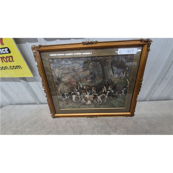 Framed Print of Foxhounds by Arthur Wardle, Gold-Tone Frame, 17”×22”