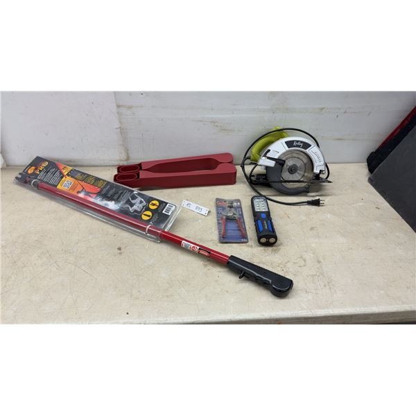 Radley Circular Saw, 12A, 5600 RPM; Pro Bar, Grote Wire Stripping Tool, Flashlight