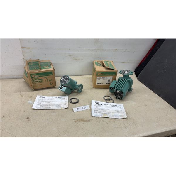 Two Taco Cartridge Circulator Pumps, Model 0011-F4-2IFC and 007-F5-7IFC, 115V, Cast Iron