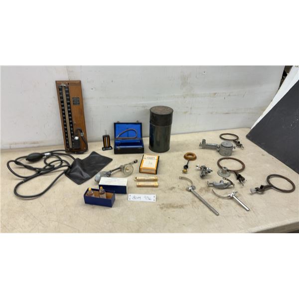 Vintage Medicine and Lab Tools, Wall Model Baumanometer, Haemometer, Ethicon