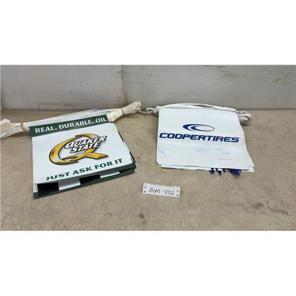 Quaker State and Cooper Tires Advertising Pennant Banner Flags