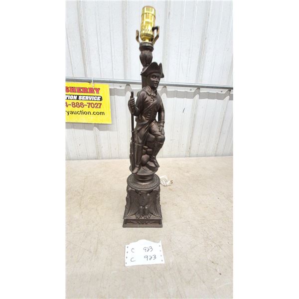 Colonial Soldier Table Lamp with Eagle Base and Power Cord