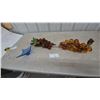 Image 1 : 2 Glass Grape Clusters on Driftwood and Blue Art Glass Bowl