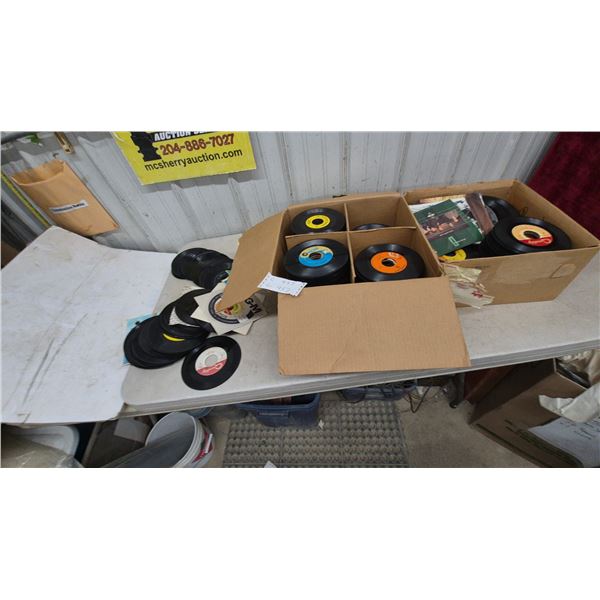 Vintage 45 RPM Records and Sleeves, including MGM, Quality, Sound Stage 7, and More. 2 boxes full