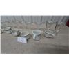 Image 2 : Assorted Glass Ice Cream Sundae Dishes and White Ceramic hotel Mugs with Green Bands