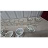 Image 3 : Assorted Glass Ice Cream Sundae Dishes and White Ceramic hotel Mugs with Green Bands