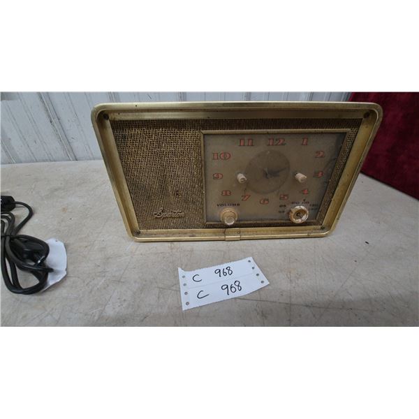 Sparton Clock Radio, Gold Tone Case, Cream Back, Power Cord
