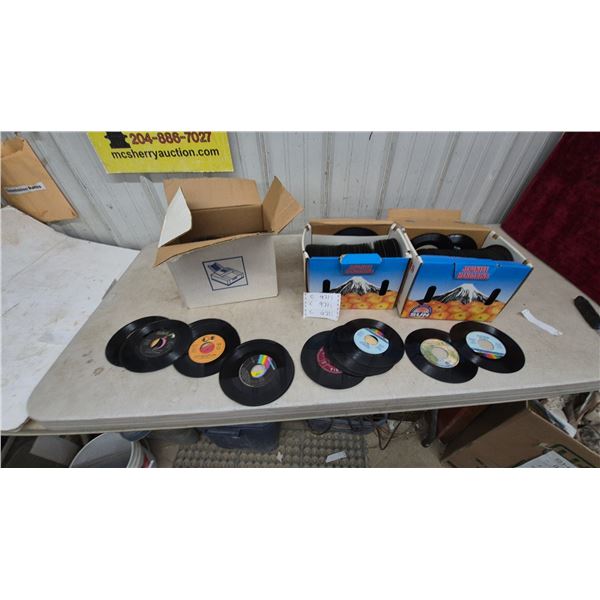 Large Lot of 45 RPM Vinyl Records in 3 Boxes
