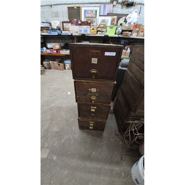 Four-Drawer stackable Wooden Filing Cabinet with Brass Hardware. 51”×18”×24”