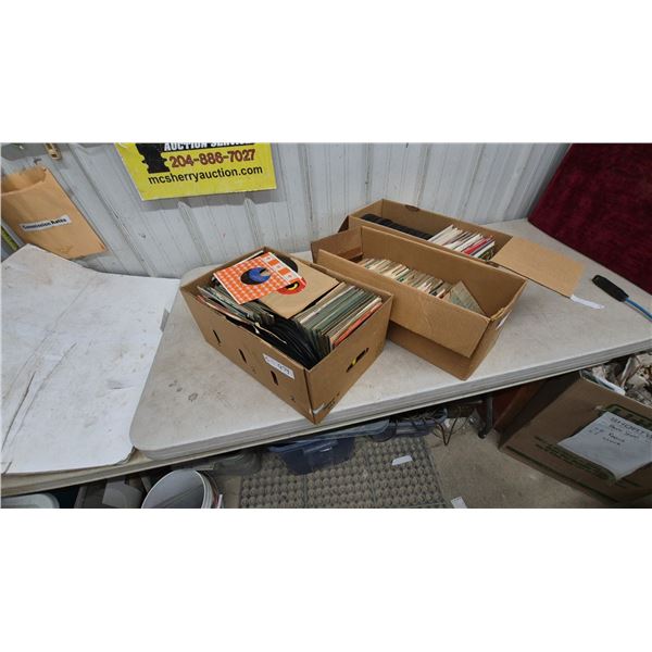 Collection of 45 RPM Vinyl Records in 3 Cardboard Boxes