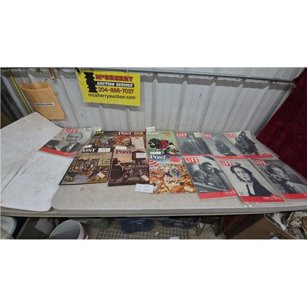 13 Vintage LIFE and POST Magazines, 1940s