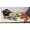 Image 1 : Tool Bag, Jobmate Leather Tool Belt, Levels, Suction Cup for Glass, Extension Cord Reel