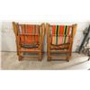 Image 4 : Pair of Vintage Mid-Century Wooden Folding Deck Chairs with Striped Canvas Seats