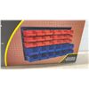 Image 3 : Power Fist 30-Piece Wall Mounted Storage Bins Set with Red and Blue Bins and Mounting Board