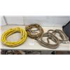 Image 1 : Four Bundles of Rope, Yellow Synthetic Tow Rope, Natural Hemp Rope