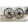 Image 1 : Pair of Antique Cast Iron Spoked Wheels for Wheel Barrow, 16”