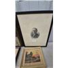 Image 2 : Framed Engraving of Pres. Woodrow Wilson, Framed Town Scene, Buffalo Tray